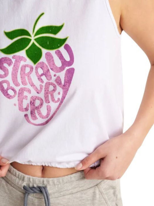 Attrattivo pentru Femei de Vară Crop Top fără Mâneci Alb