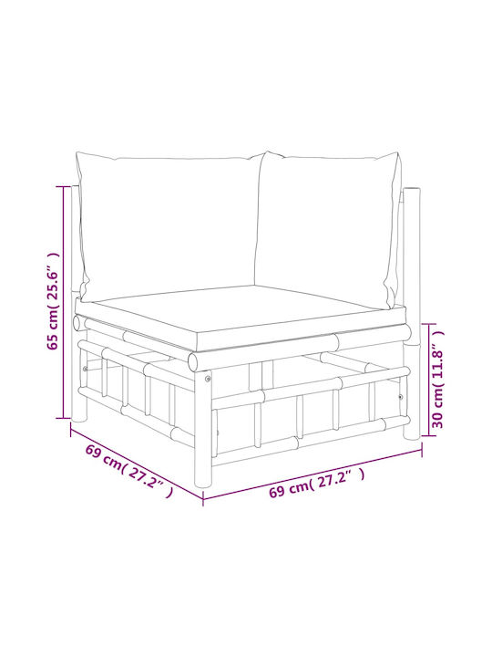 Baumsessel-Sofa Außenbereich Bamboo mit Kissen 170x69x65cm