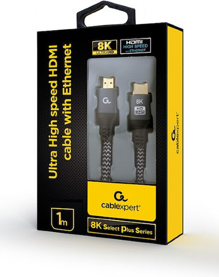 Cablexpert HDMI 2.1 Ultra High Speed 48Gbps 4K 120Hz HDR VRR Braided Cable HDMI male - HDMI male 1m Μαύρο