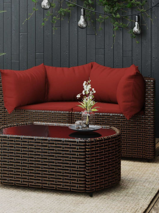 Set Living Room for Small Outdoor Spaces with Cushions Brown 3pcs