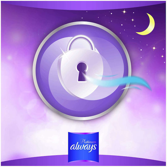 Always Platinum Secure Night Sanitary Pads with Wings for Heavy Flow 7 Drops Size 4 5pcs