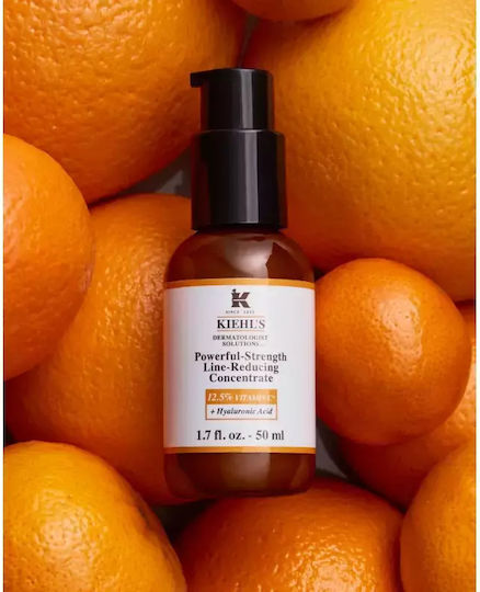 Kiehl's Powerful Strength Line Reducing Concentrate Feuchtigkeitsspendend & Anti-Aging Serum Gesicht mit Vitamin C & Hyaluronsäure für Strahlkraft & Aufhellung 75ml