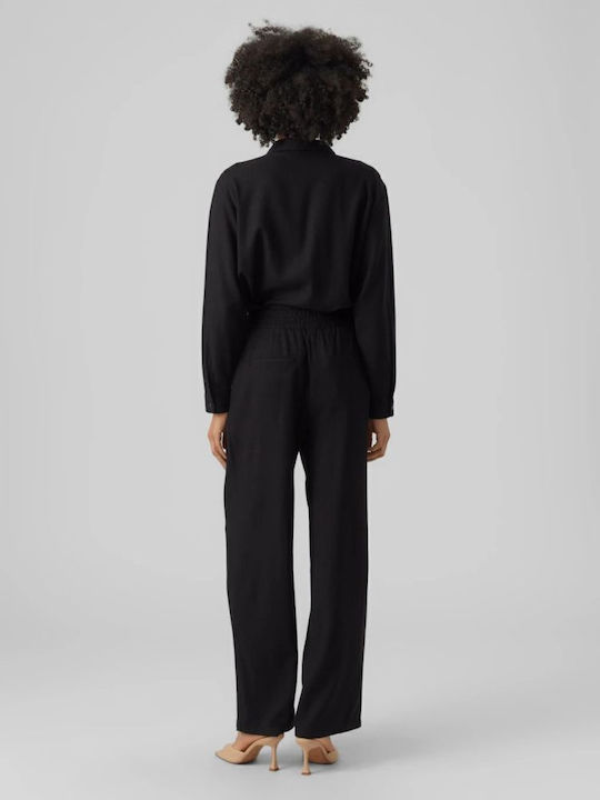 Jesmilo Women's Fabric Trousers with Elastic Regular Fit Black