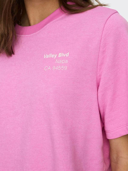 Women's Summer Crop Top Cotton Short Sleeve Fuchsia