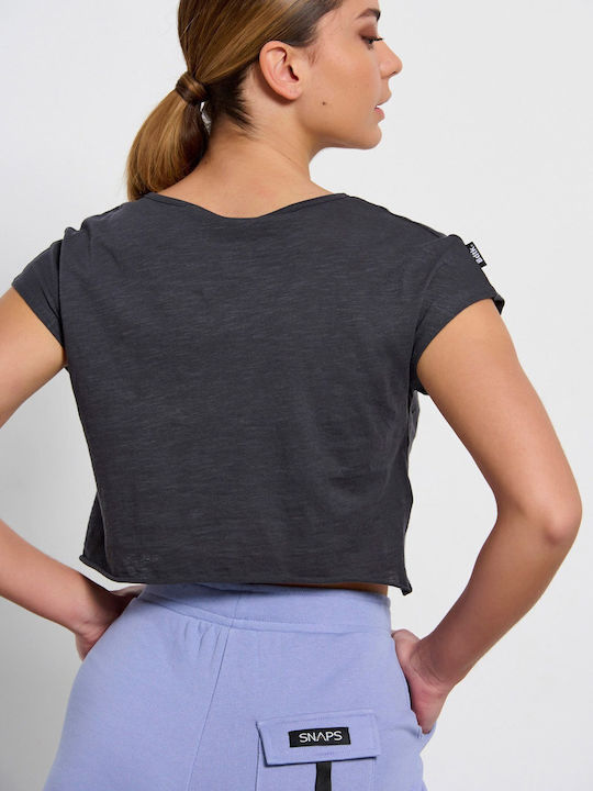 BodyTalk Women's Athletic Crop Top Short Sleeve Gray