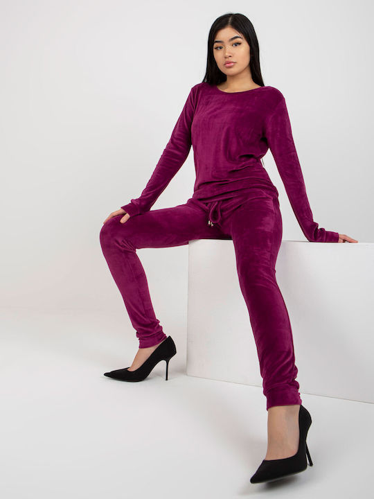 Rue Paris Set Women's Sweatpants Purple Velvet