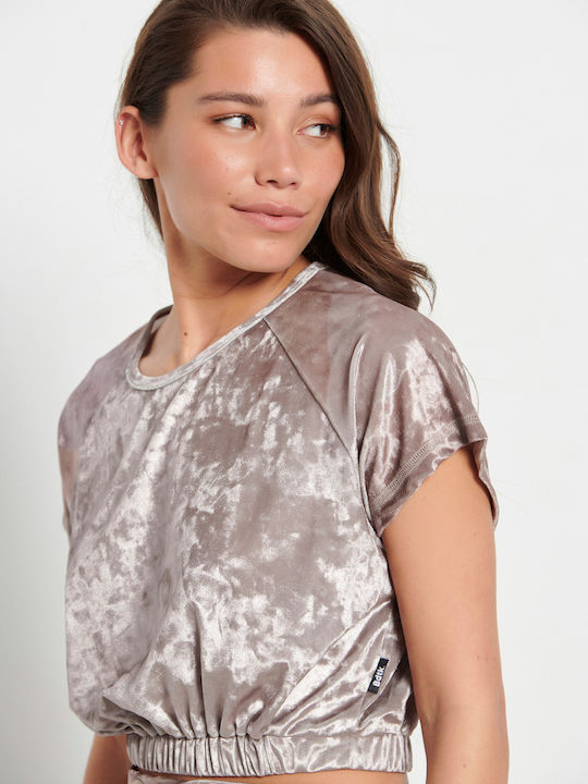 Snaps Women's Athletic Crop Top Short Sleeve Sand