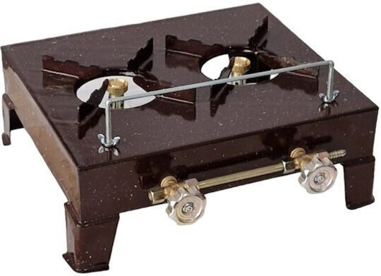 Calfer Gas ΚΑ-002 Liquid Gas Countertop Double Burner Brown