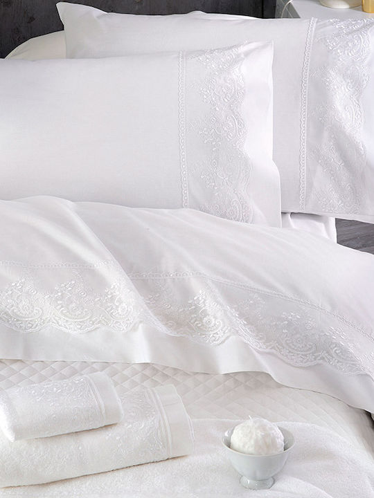 Rythmos Shiraz Bridal Sheet Set Super Double 4pcs with Lace 230x260cm