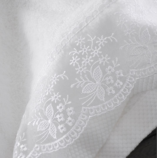 Rythmos Helga Bridal Towel Set 3pcs with Lace White