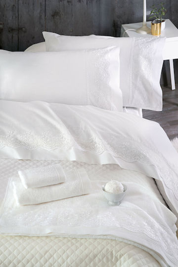 Rythmos Katherina Bridal Towel Set 3pcs with Lace Ecru