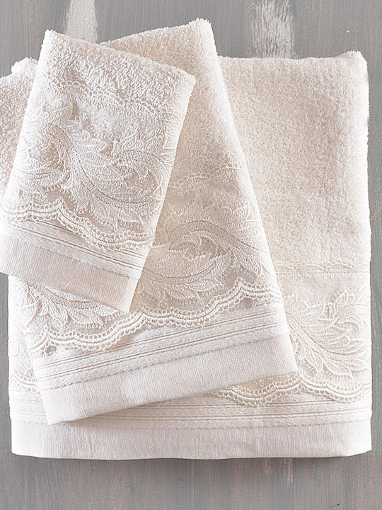 Rythmos Regata Bridal Towel Set 3pcs with Lace Ecru