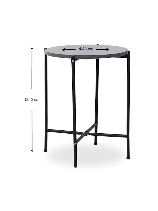 Round Side Table Nalda Wooden Anthracite 43x43x56.5 cm
