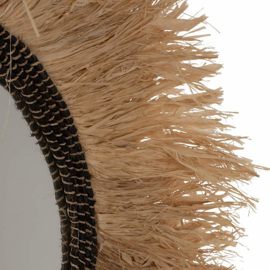 Freebox Wall Mirror with Black Rattan Frame Diameter 90cm 1pcs