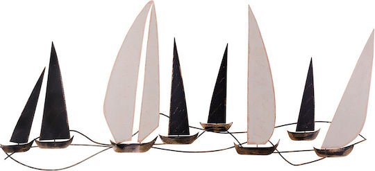 Wanddekoration Ocean Handgefertigt Schwarzes Metall 117x5x52cm