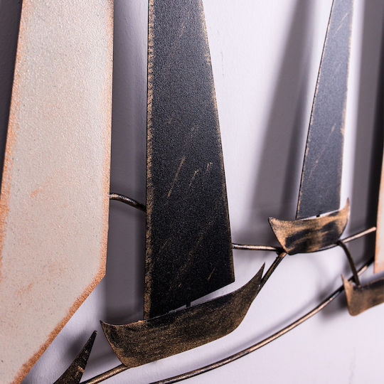 Wanddekoration Ocean Handgefertigt Schwarzes Metall 117x5x52cm