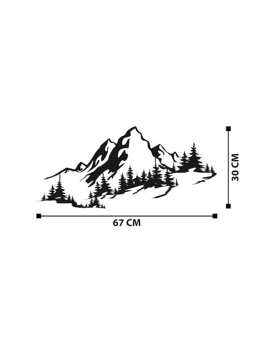 Decorative Silhouette Mountain Black Made of Metal 67x30cm