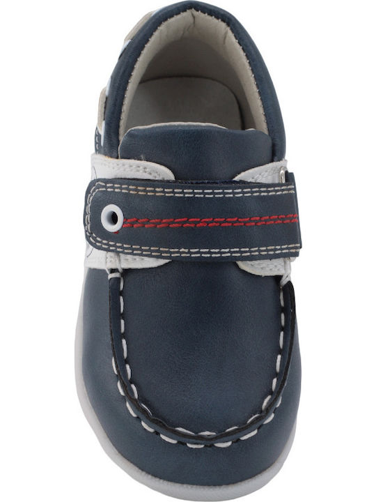 Pantofi copii din piele cu velcro Albastru marin