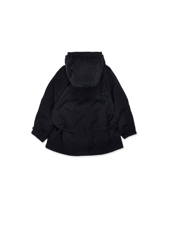 Nath Kids Windproof Girls Casual Jacket Black Manhattan with Ηood