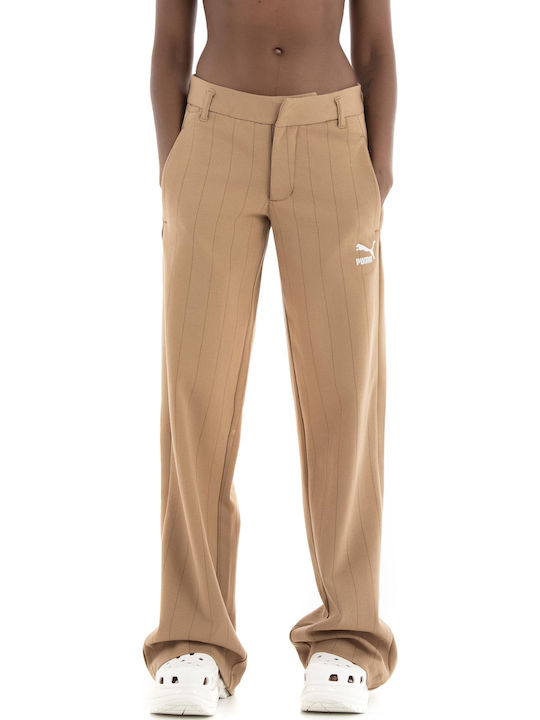 PUMA Luxe Sport T7 Women's Fabric Trousers Relaxed Fit Tiger's Eye