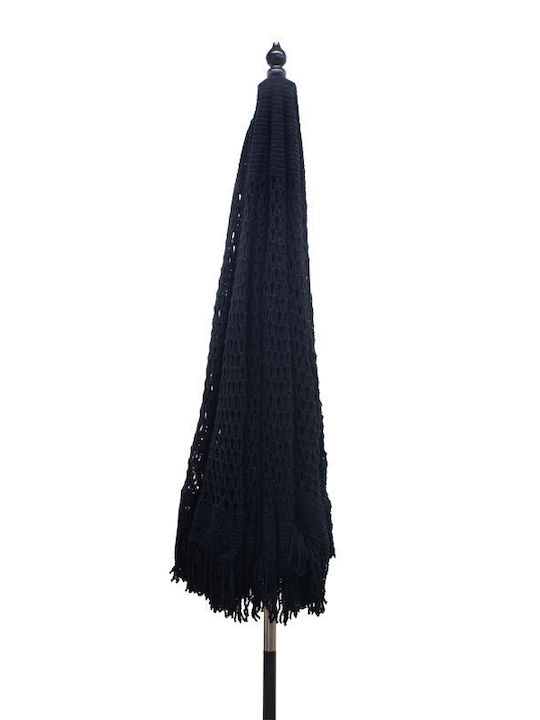 Round Wooden Parasol Brilie Black Φ2.7xH2.6m
