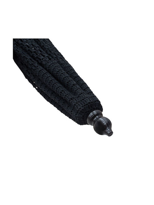 Round Wooden Parasol Brilie Black Φ2.7xH2.6m