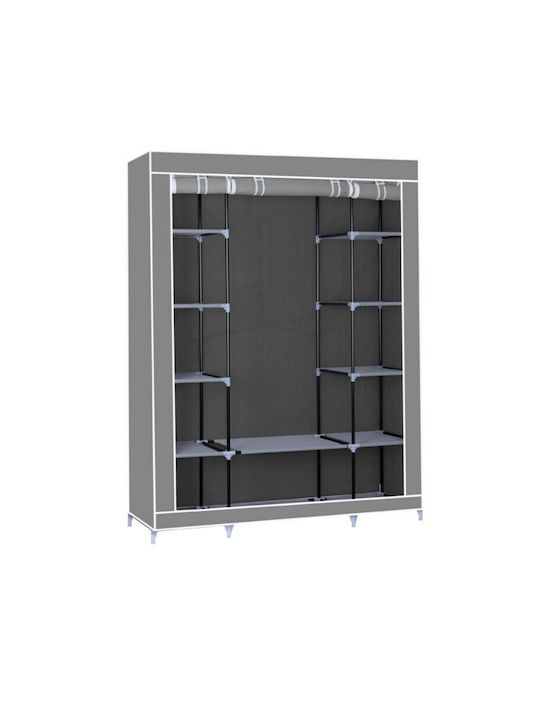 Fabric Wardrobe with Zipper and Shelves in Brown Color 130x15x170cm