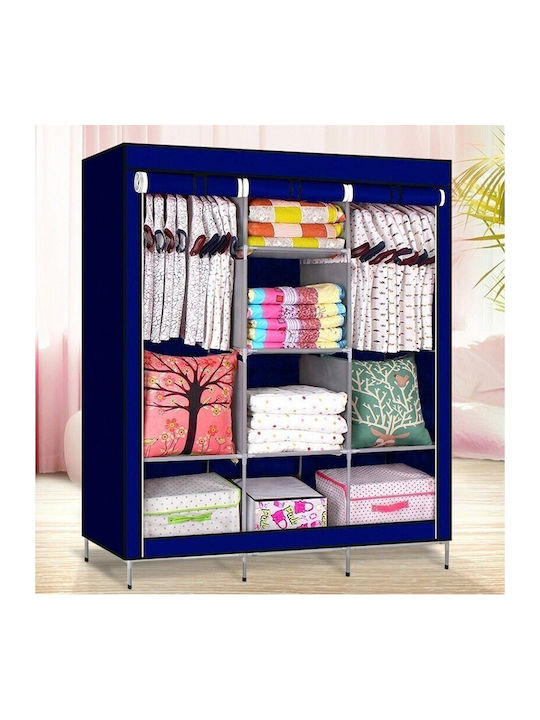 Fabric Wardrobe with Zipper and Shelves in Brown Color 130x15x170cm