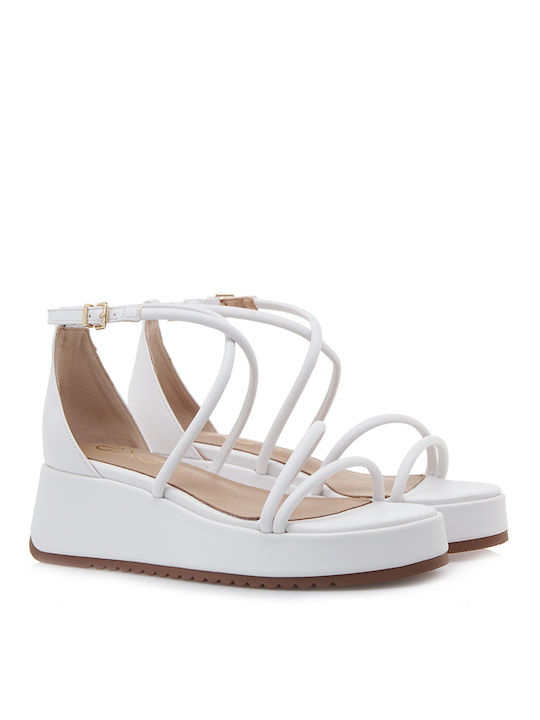 Exe Women's Synthetic Leather Platform Shoes White