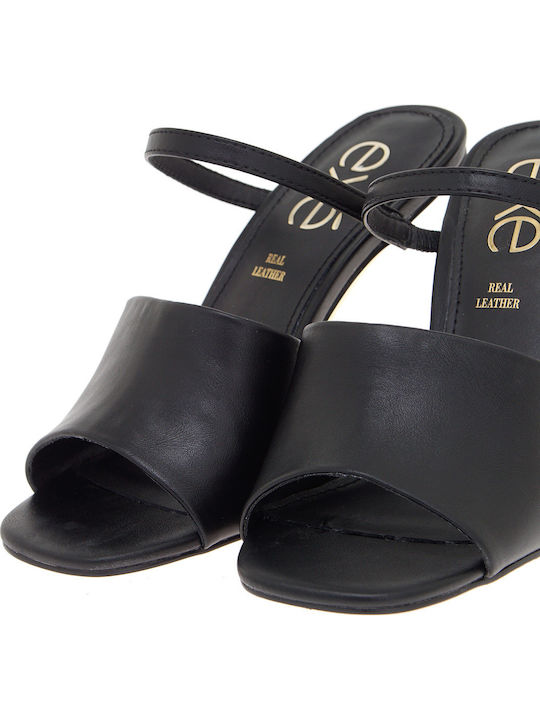 Maggie 865 Mules με Ψηλό Τακούνι σε Μαύρο Χρώμα