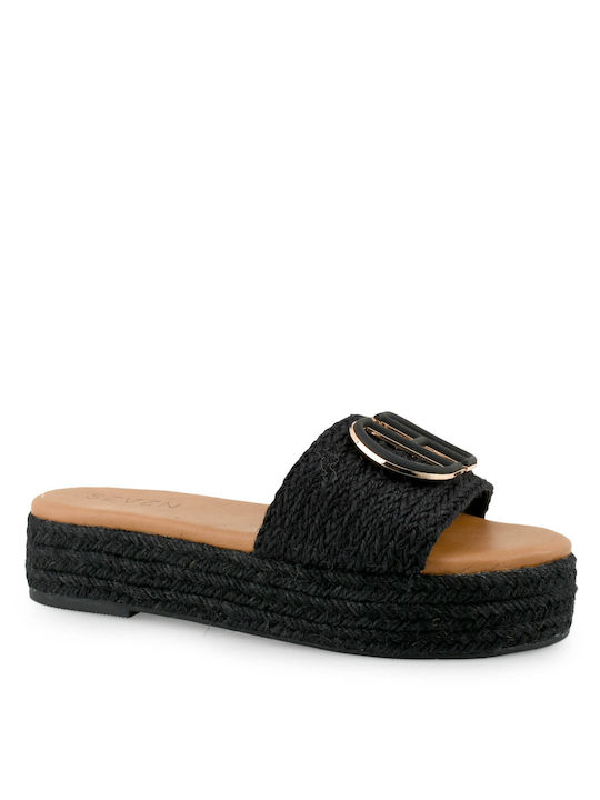 Exe Women's Flat Sandals Flatforms in Black Color