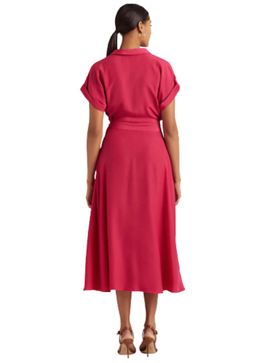 Ralph Lauren Summer Midi Dress Wrap Fuchsia