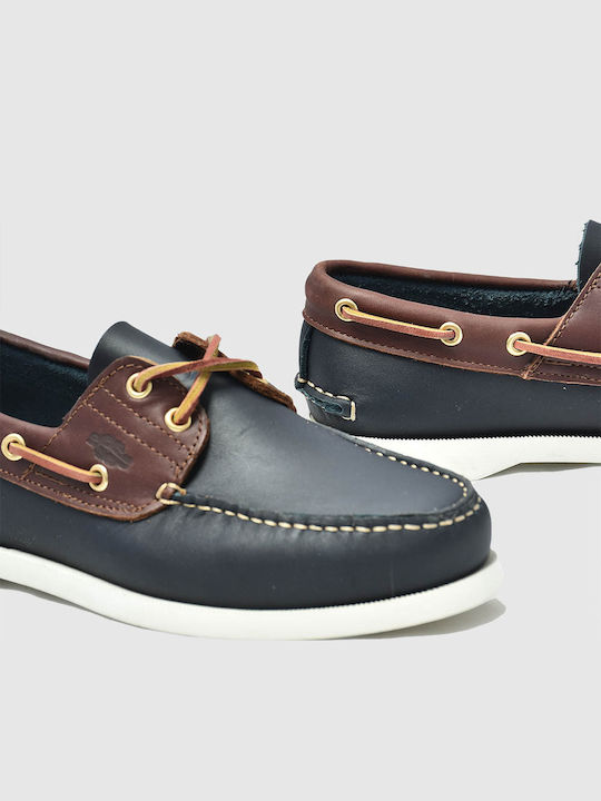Δερμάτινα Ανδρικά Boat Shoes Navy/Tabac