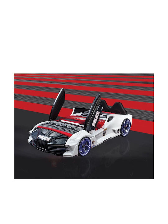 Poliție Pat pentru Copii Masina Single Multicolor pentru Saltea 90x190cm