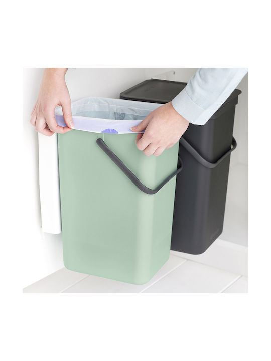Brabantia Sort&Go Κάδος Απορριμμάτων Πλαστικός Dark Grey & Jade Green 16lt 2τμχ