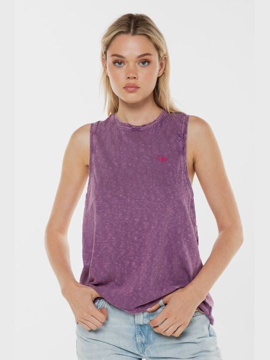 Superdry Vintage Surf Tank pentru Femei de Vară Bluză Fără mâneci Violet