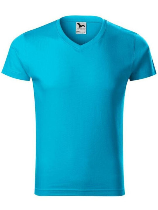 Malfini Ανδρικό Διαφημιστικό T-shirt Κοντομάνικο σε Μπλε Χρώμα