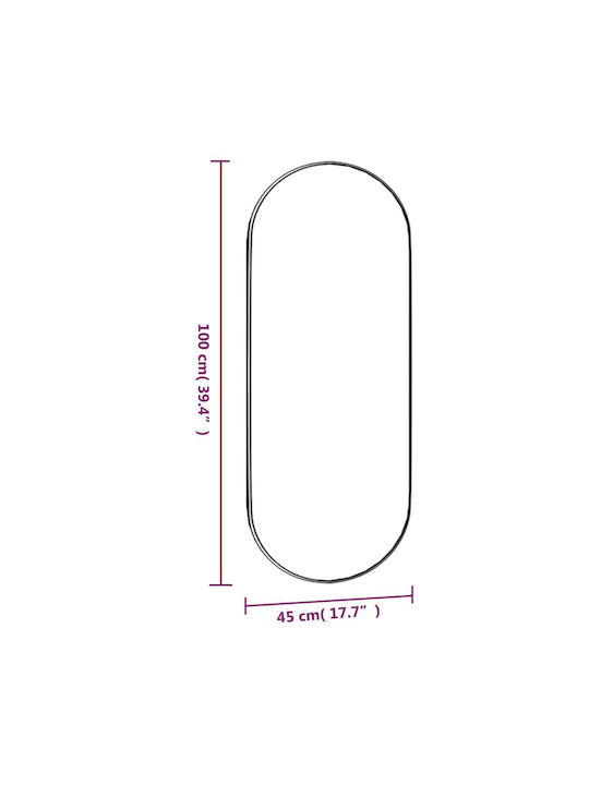 vidaXL Wandspiegel Oval mit Schwarz Rahmen 100x45cm 1Stück