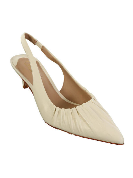 Ralph Lauren Leather Cream Heels with Strap