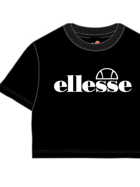 Ellesse Damen Sportliches Crop Top Kurzarm Schwarz