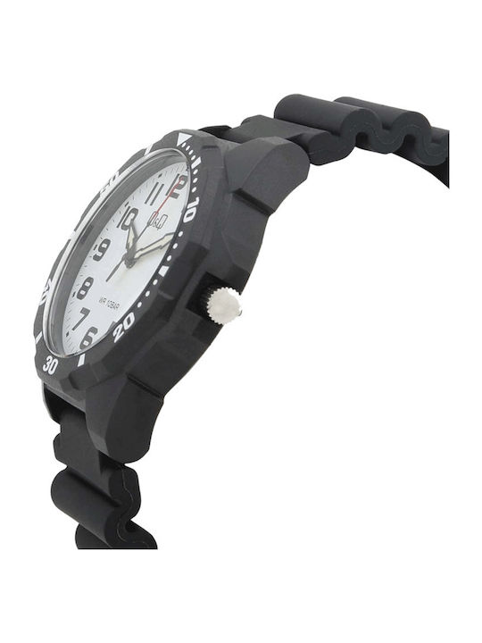 Q&Q Ανδρικό Ρολόι 43mm Μπαταρίας με Μαύρο Καουτσούκ Λουράκι