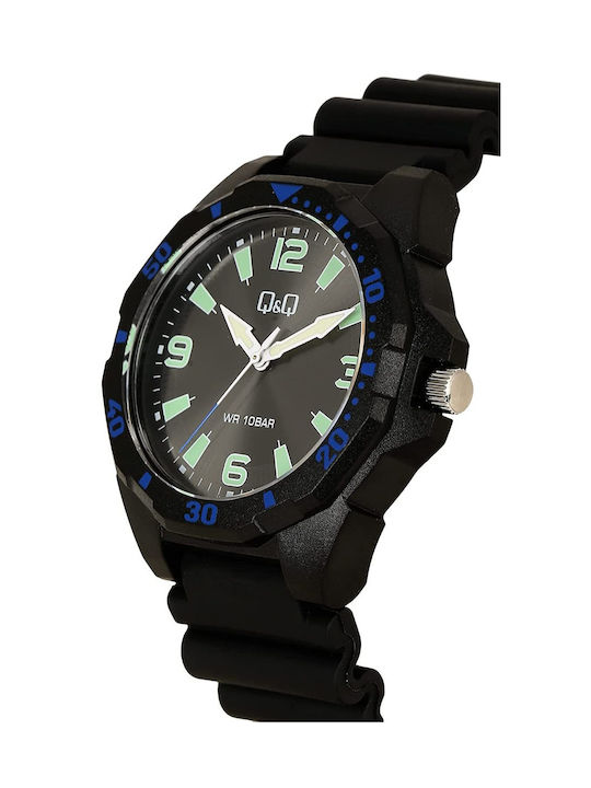 Q&Q Watch Battery with Black Rubber Strap VS44J008Y