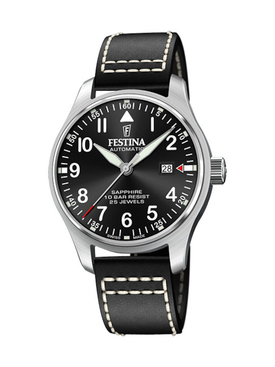 Festina Men's Watch 40mm Battery with Black Leather Strap