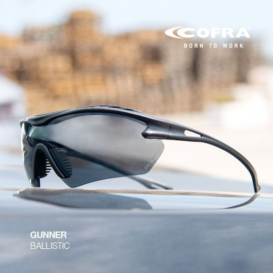 Cofra Shooting Glasses Gunner with Anti-Scratch Coating, Anti-Glare & UV Protection Black