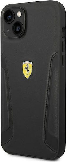 Ferrari Leather Stamp Sides Back Cover Δερμάτινο / Πλαστικό Μαύρο (iPhone 14 Plus)