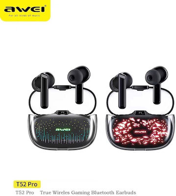 Awei T52 Pro In-ear Bluetooth Handsfree Ακουστικά με Αντοχή στον Ιδρώτα και Θήκη Φόρτισης Μαύρα