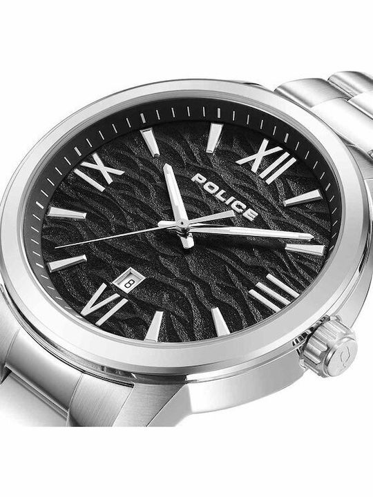 Police Ανδρικό Ρολόι 44mm Μπαταρίας με Ασημί Μεταλλικό Μπρασελέ