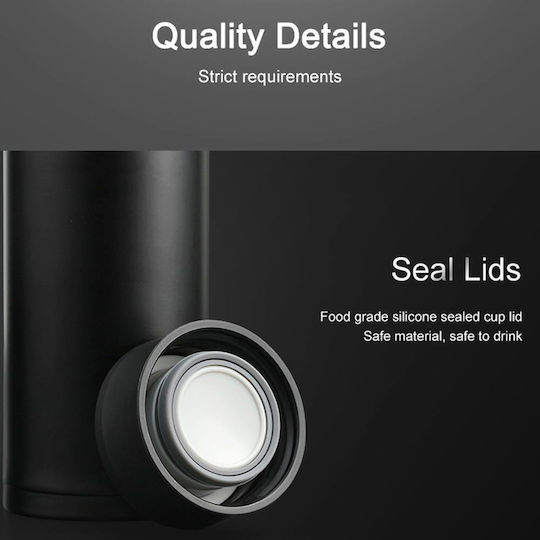 Uzspace Bottle Thermos Stainless Steel 500ml Black with Mouthpiece