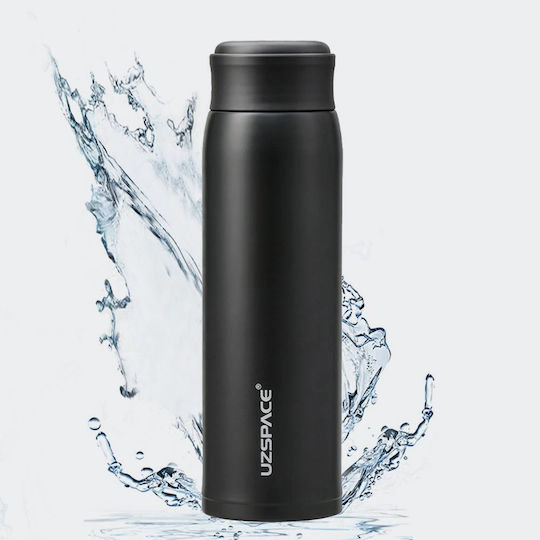 Uzspace Bottle Thermos Stainless Steel 500ml Black with Mouthpiece