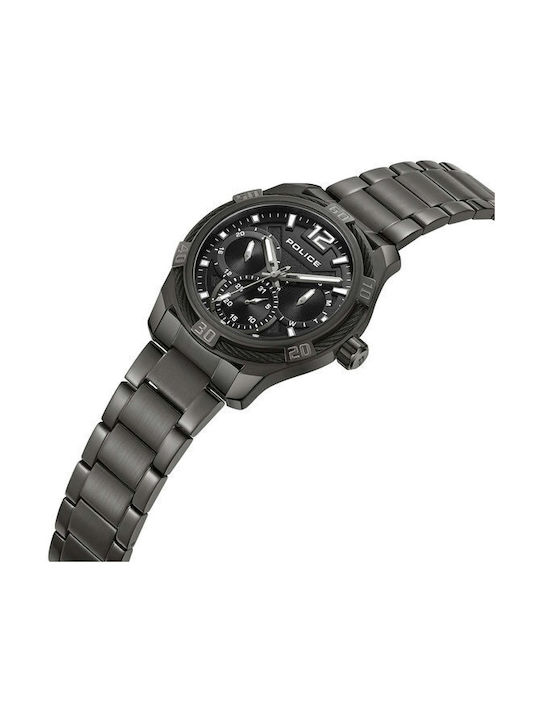 Police Chokery Uhr Batterie mit Schwarz Metallarmband